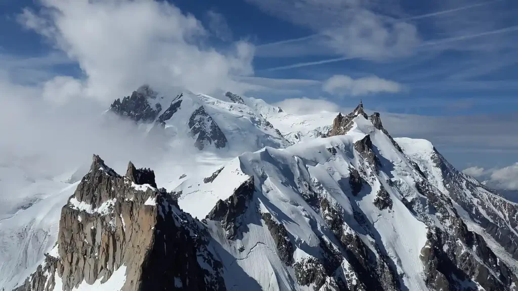 Snowy peaks of the Mont Blanc massif in the French Alps
