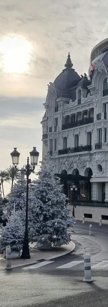 Grand historic building in France at sunrise with soft morning light