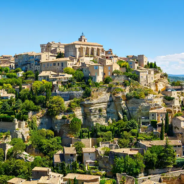Hilltop village of Gordes bathed in sunlight in the South of France
