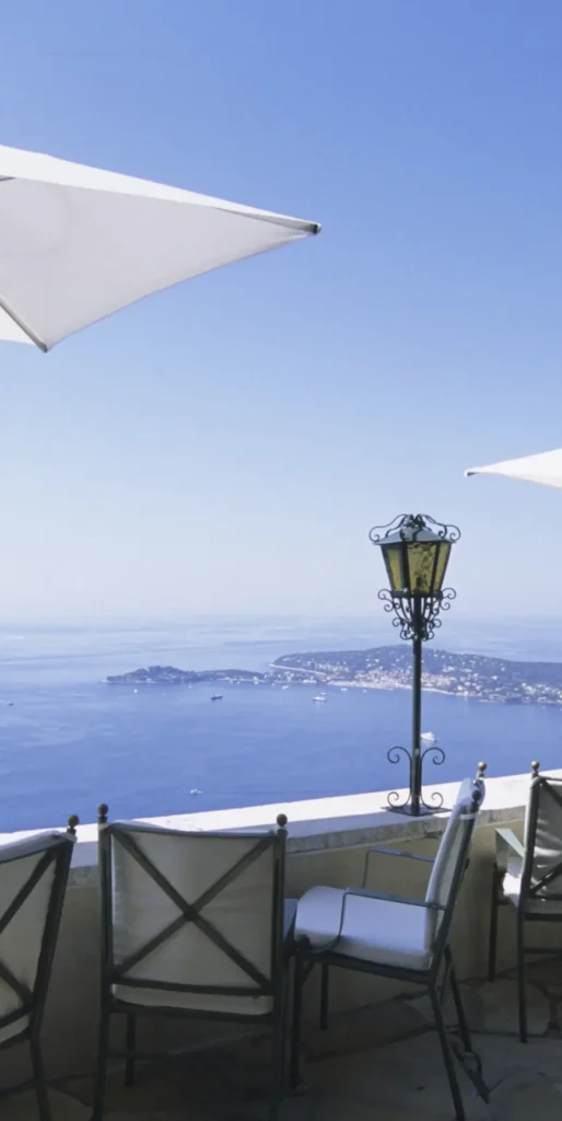 Seaside terrace with a panoramic view over the Mediterranean coast