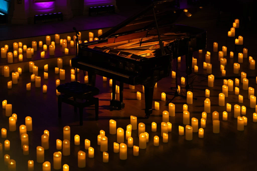 Candlelit piano concert in an intimate French venue