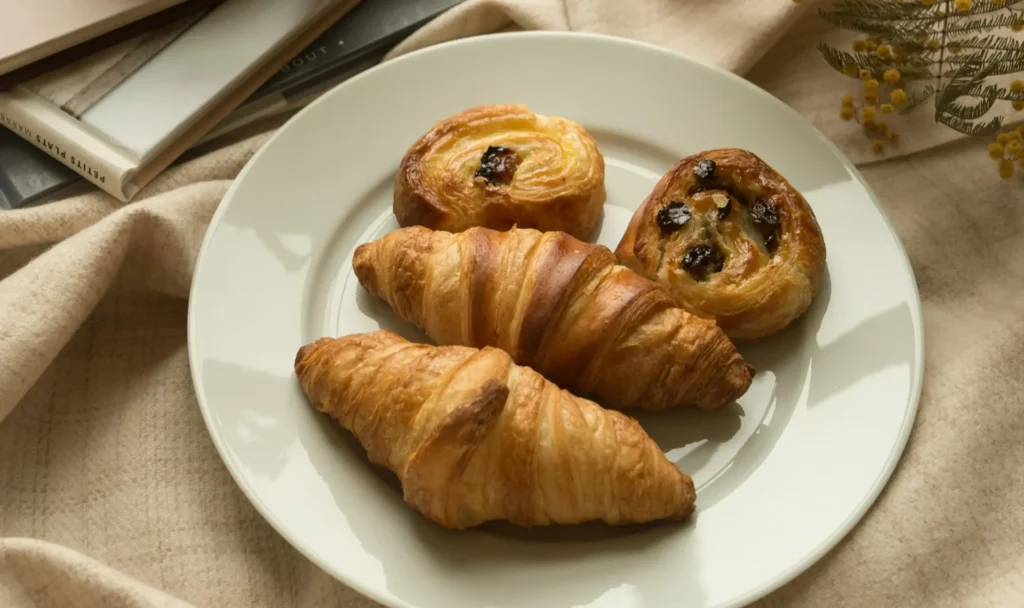 Petit déjeuner parisien avec croissants et café, un rituel chéri du quotidien à la française