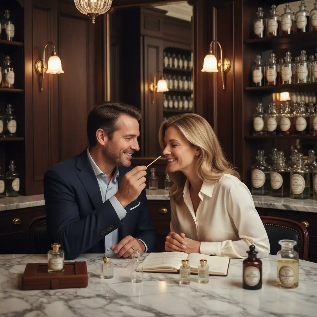 Couple enjoying intimate wine tasting experience during luxury honeymoon in France