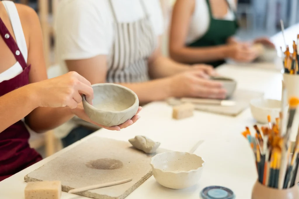 Hands-on pottery class at a luxury resort workshop in France